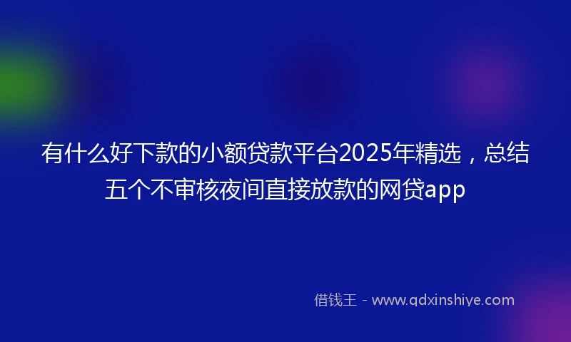 有什么好下款的小额贷款平台2025年精选，总结五个不审核夜间直接放款的网贷app