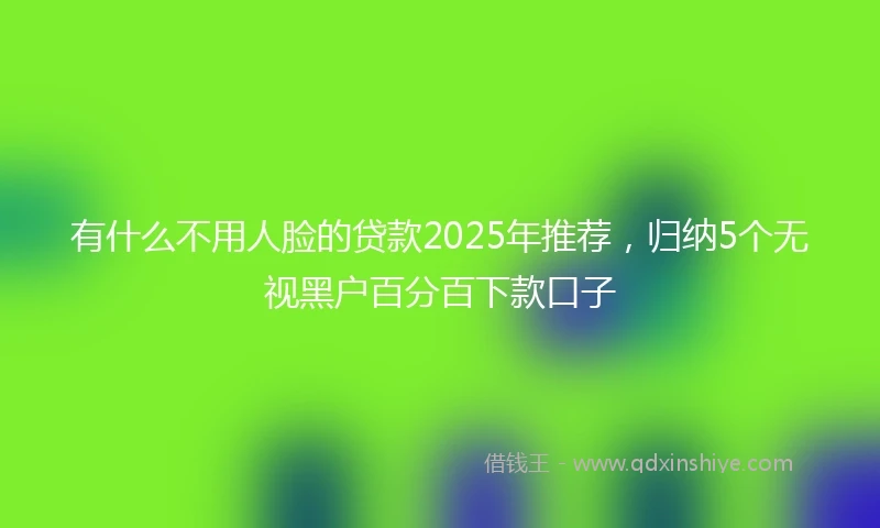 有什么不用人脸的贷款2025年推荐，归纳5个无视黑户百分百下款口子