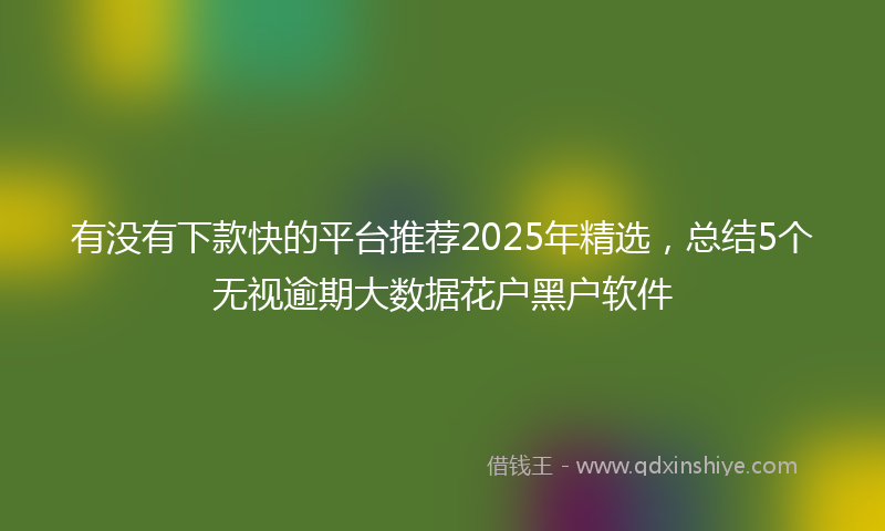 有没有下款快的平台推荐2025年精选，总结5个无视逾期大数据花户黑户软件