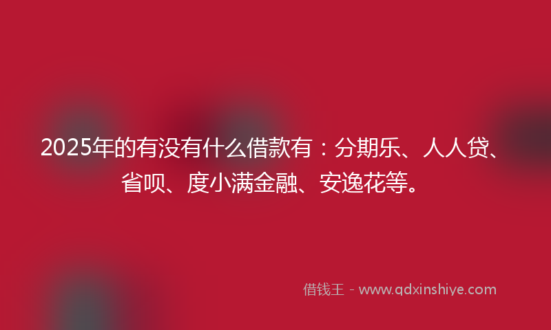 2025年的有没有什么借款有：分期乐、人人贷、省呗、度小满金融、安逸花等。