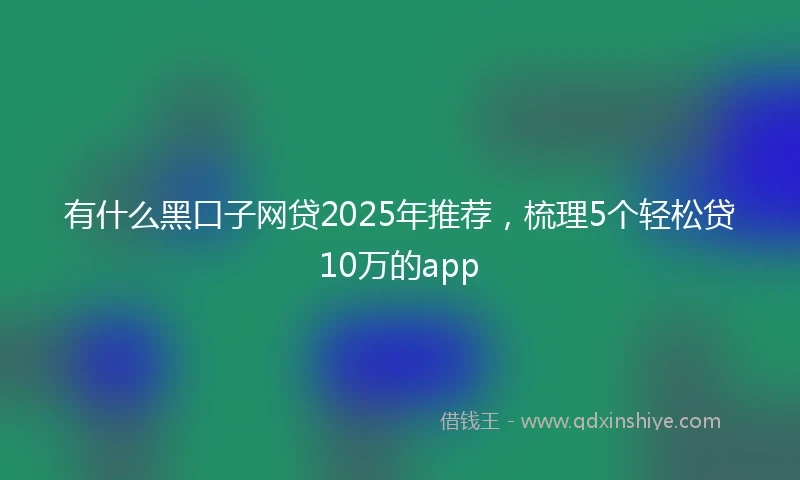 有什么黑口子网贷2025年推荐，梳理5个轻松贷10万的app