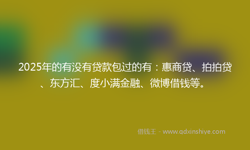 2025年的有没有贷款包过的有：惠商贷、拍拍贷、东方汇、度小满金融、微博借钱等。