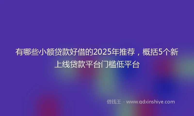 有哪些小额贷款好借的2025年推荐，概括5个新上线贷款平台门槛低平台