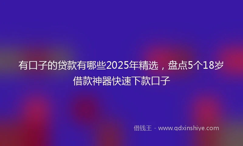 有口子的贷款有哪些2025年精选，盘点5个18岁借款神器快速下款口子