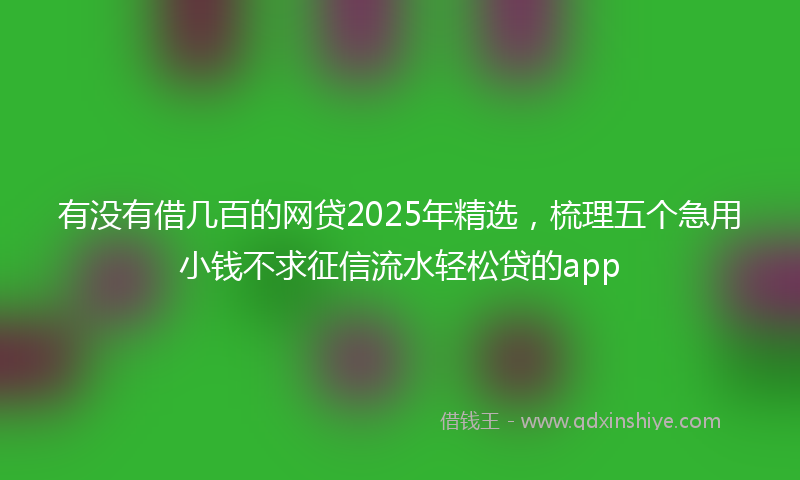 有没有借几百的网贷2025年精选，梳理五个急用小钱不求征信流水轻松贷的app