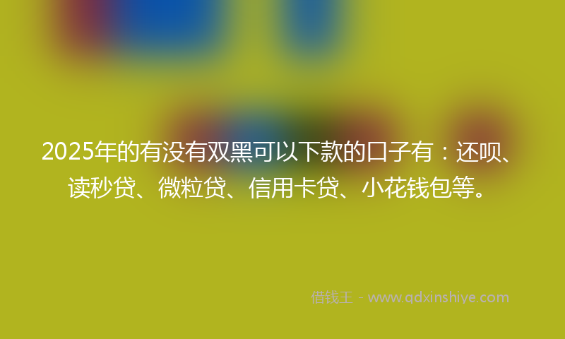 2025年的有没有双黑可以下款的口子有：还呗、读秒贷、微粒贷、信用卡贷、小花钱包等。