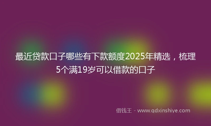 最近贷款口子哪些有下款额度2025年精选，梳理5个满19岁可以借款的口子