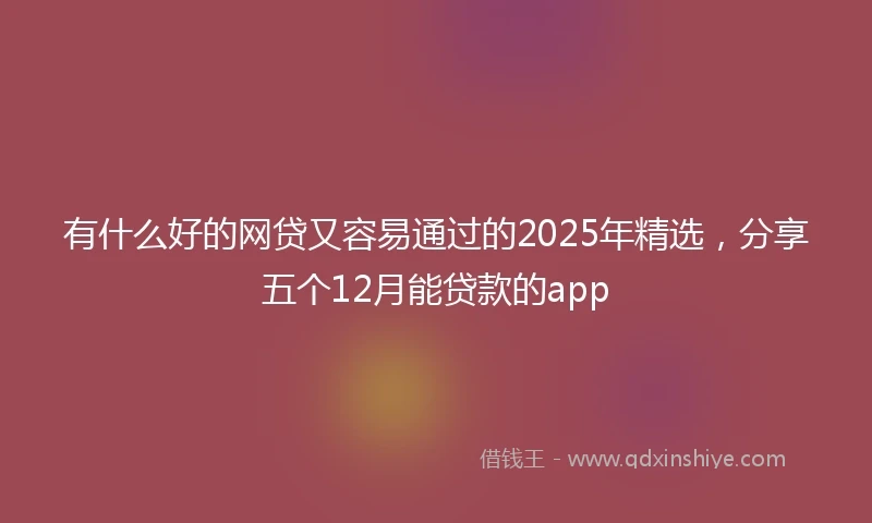 有什么好的网贷又容易通过的2025年精选，分享五个12月能贷款的app