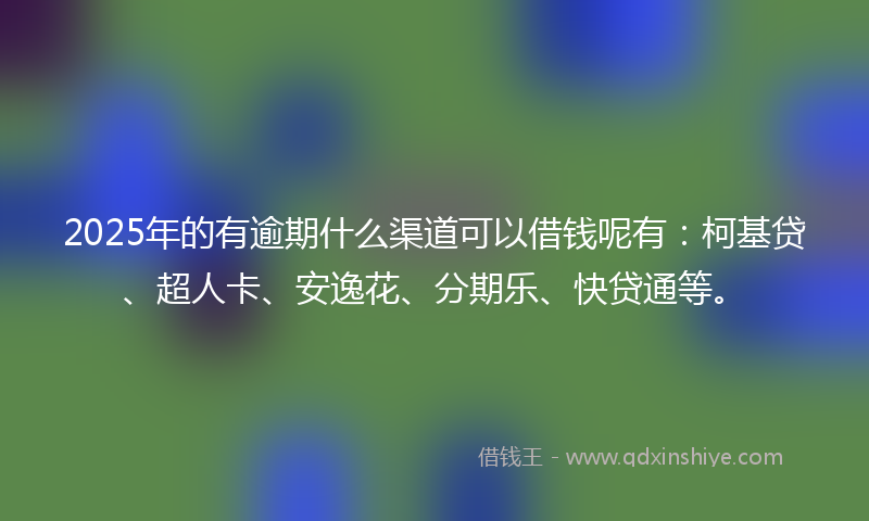 2025年的有逾期什么渠道可以借钱呢有：柯基贷、超人卡、安逸花、分期乐、快贷通等。