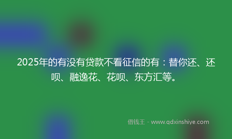 2025年的有没有贷款不看征信的有：替你还、还呗、融逸花、花呗、东方汇等。