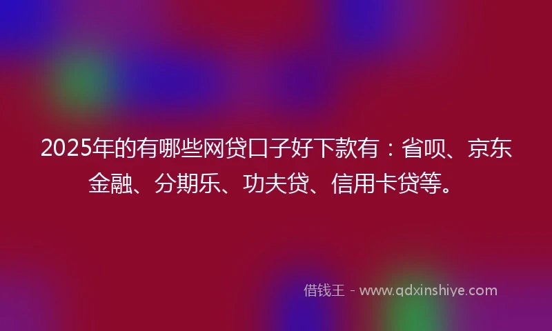2025年的有哪些网贷口子好下款有：省呗、京东金融、分期乐、功夫贷、信用卡贷等。