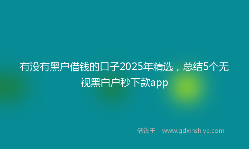 有没有黑户借钱的口子2025年精选，总结5个无视黑白户秒下款app