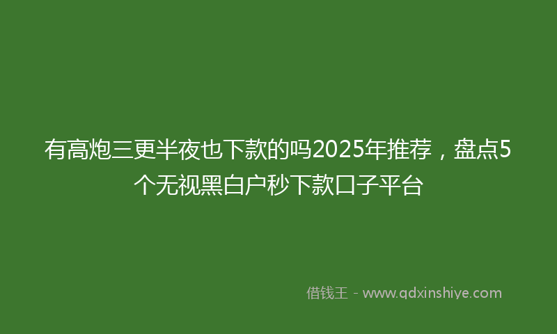 有高炮三更半夜也下款的吗2025年推荐，盘点5个无视黑白户秒下款口子平台
