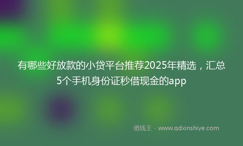 有哪些好放款的小贷平台推荐2025年精选，汇总5个手机身份证秒借现金的app