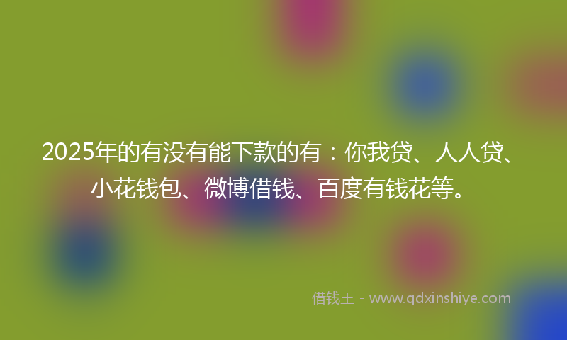 2025年的有没有能下款的有：你我贷、人人贷、小花钱包、微博借钱、百度有钱花等。