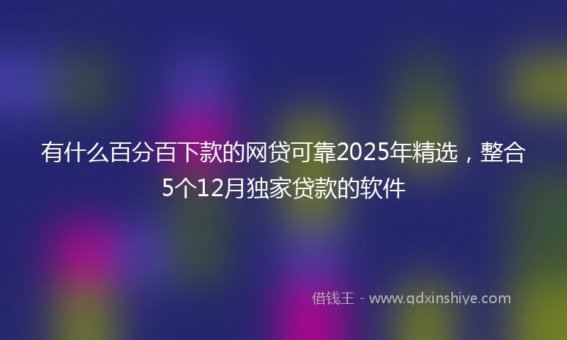 有什么百分百下款的网贷可靠2025年精选，整合5个12月独家贷款的软件