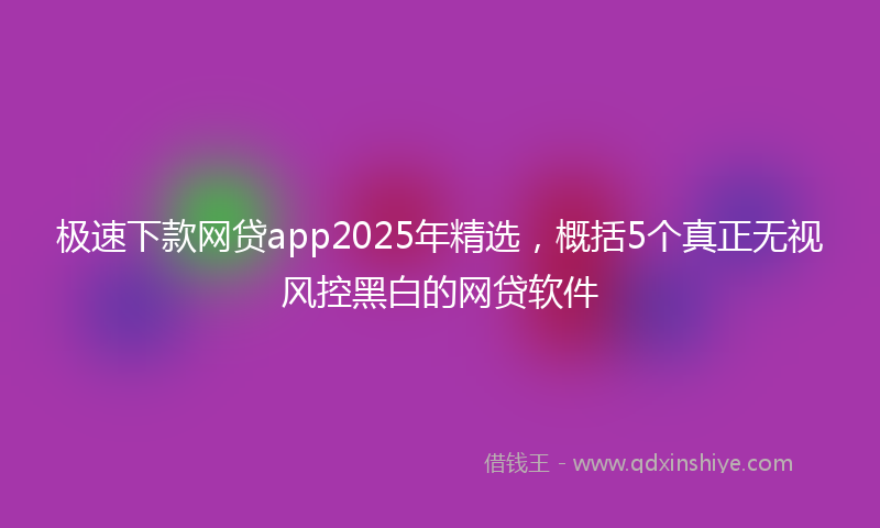 极速下款网贷app2025年精选，概括5个真正无视风控黑白的网贷软件