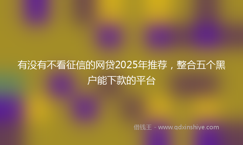 有没有不看征信的网贷2025年推荐，整合五个黑户能下款的平台