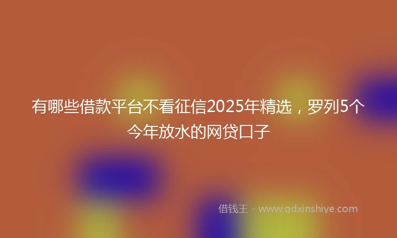 有哪些借款平台不看征信2025年精选，罗列5个今年放水的网贷口子
