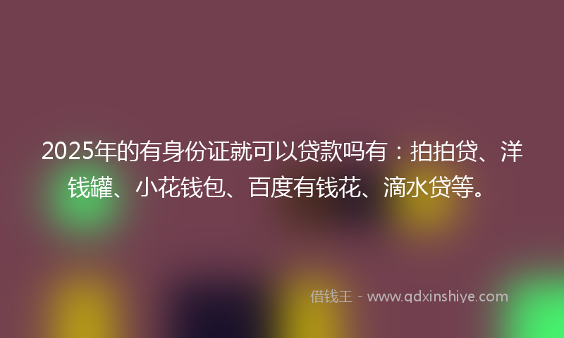 2025年的有身份证就可以贷款吗有：拍拍贷、洋钱罐、小花钱包、百度有钱花、滴水贷等。