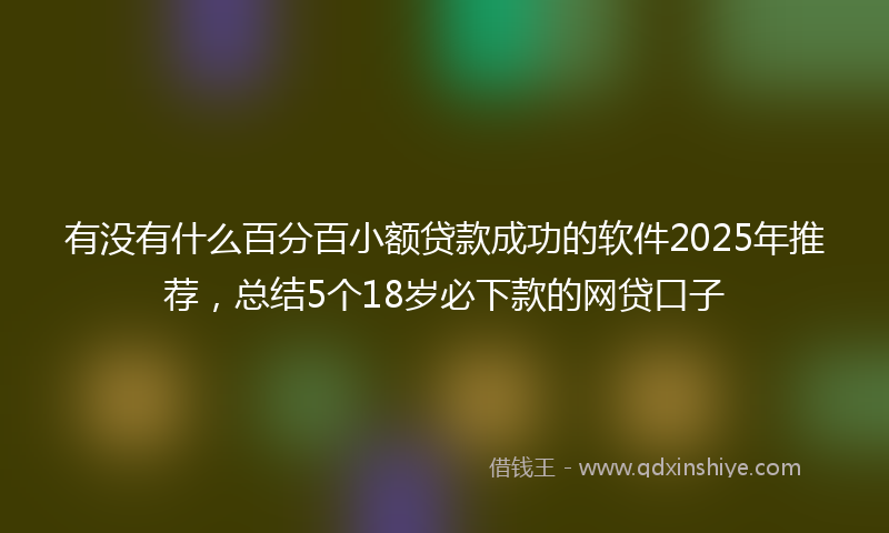 有没有什么百分百小额贷款成功的软件2025年推荐，总结5个18岁必下款的网贷口子