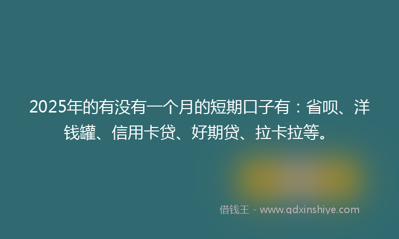 2025年的有没有一个月的短期口子有：省呗、洋钱罐、信用卡贷、好期贷、拉卡拉等。