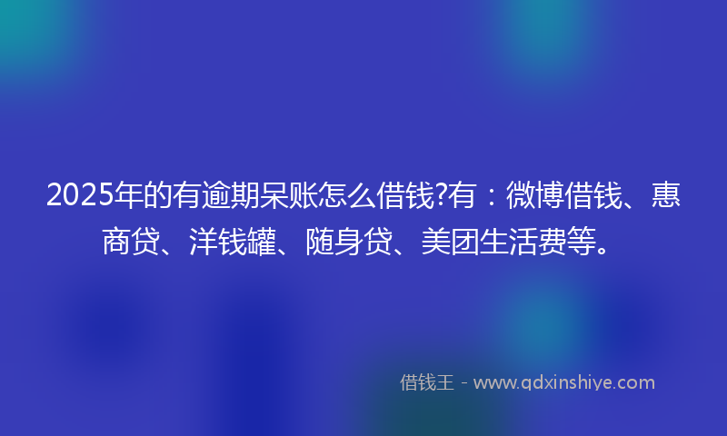 2025年的有逾期呆账怎么借钱?有：微博借钱、惠商贷、洋钱罐、随身贷、美团生活费等。