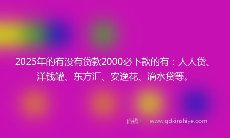 2025年的有没有贷款2000必下款的有：人人贷、洋钱罐、东方汇、安逸花、滴水贷等。