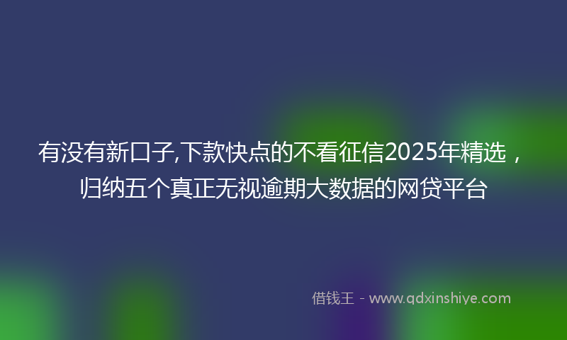 有没有新口子,下款快点的不看征信2025年精选，归纳五个真正无视逾期大数据的网贷平台