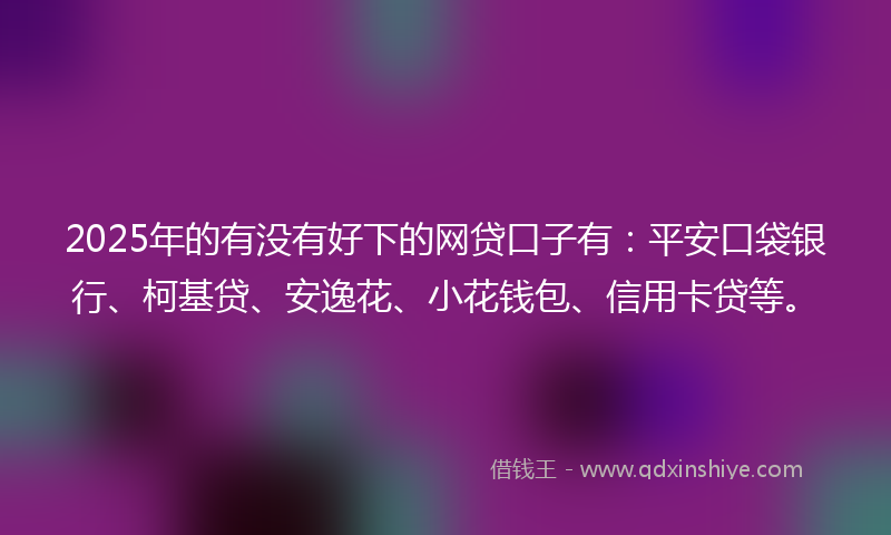 2025年的有没有好下的网贷口子有：平安口袋银行、柯基贷、安逸花、小花钱包、信用卡贷等。