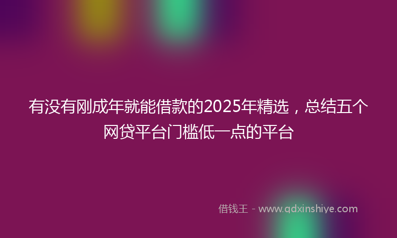 有没有刚成年就能借款的2025年精选，总结五个网贷平台门槛低一点的平台