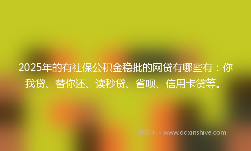 2025年的有社保公积金稳批的网贷有哪些有：你我贷、替你还、读秒贷、省呗、信用卡贷等。