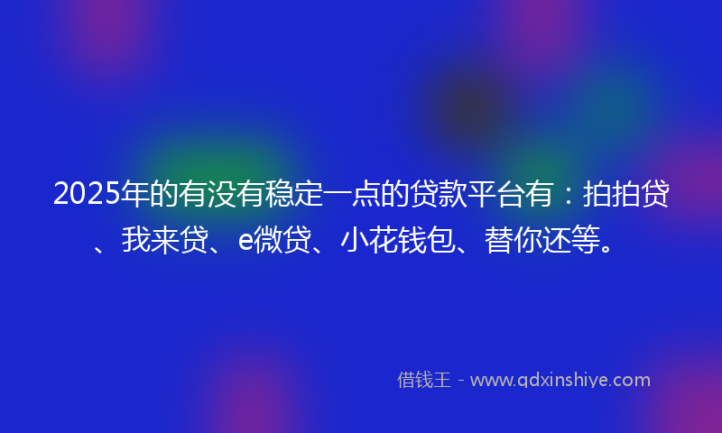2025年的有没有稳定一点的贷款平台有：拍拍贷、我来贷、e微贷、小花钱包、替你还等。