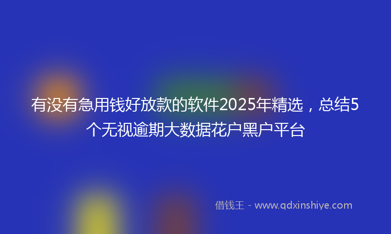 有没有急用钱好放款的软件2025年精选，总结5个无视逾期大数据花户黑户平台