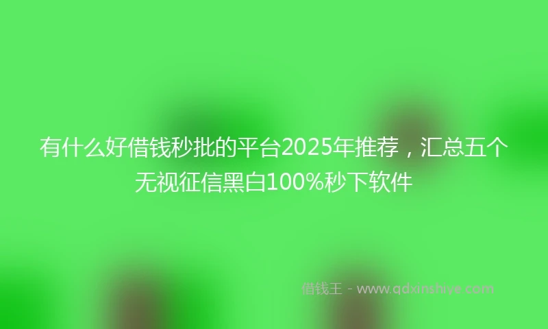 有什么好借钱秒批的平台2025年推荐，汇总五个无视征信黑白100%秒下软件