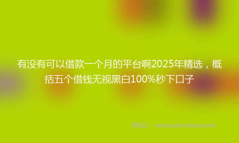 有没有可以借款一个月的平台啊2025年精选，概括五个借钱无视黑白100%秒下口子