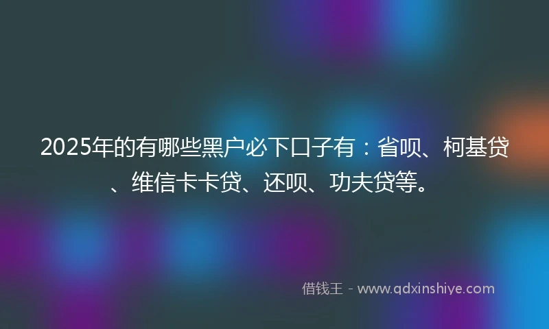 2025年的有哪些黑户必下口子有：省呗、柯基贷、维信卡卡贷、还呗、功夫贷等。