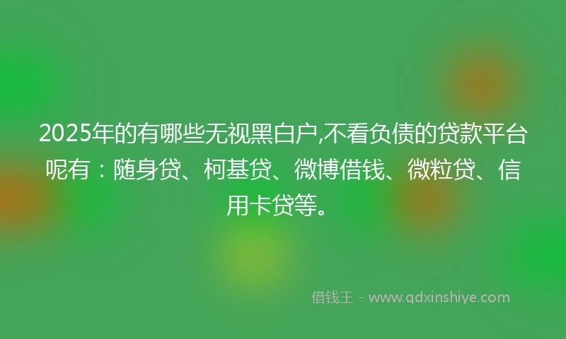 2025年的有哪些无视黑白户,不看负债的贷款平台呢有：随身贷、柯基贷、微博借钱、微粒贷、信用卡贷等。