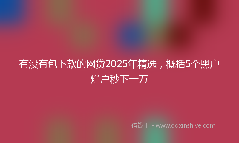 有没有包下款的网贷2025年精选，概括5个黑户烂户秒下一万