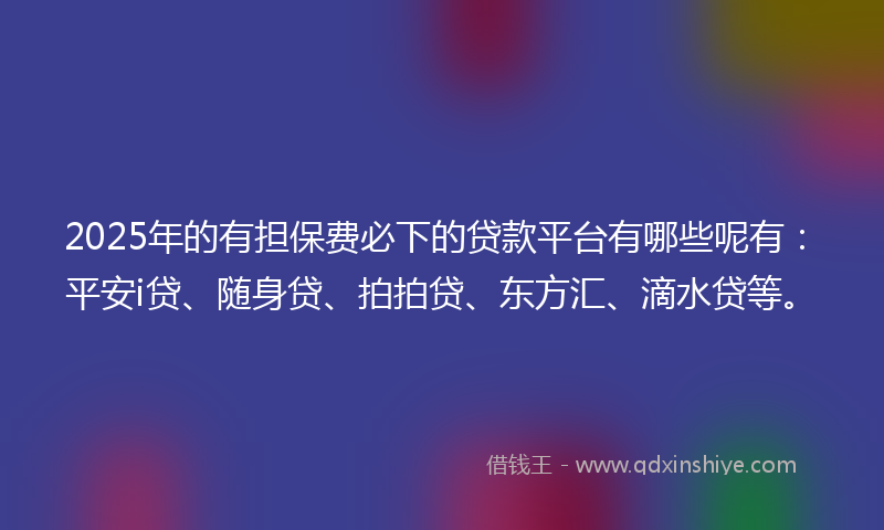 2025年的有担保费必下的贷款平台有哪些呢有：平安i贷、随身贷、拍拍贷、东方汇、滴水贷等。