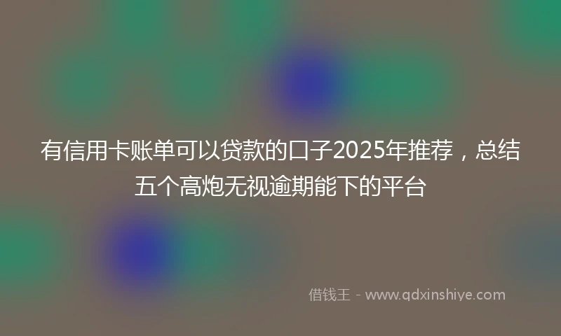 有信用卡账单可以贷款的口子2025年推荐，总结五个高炮无视逾期能下的平台