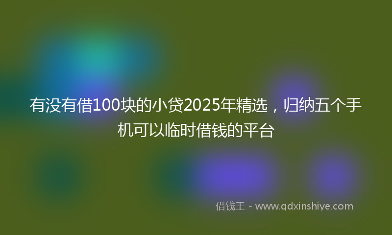 有没有借100块的小贷2025年精选，归纳五个手机可以临时借钱的平台