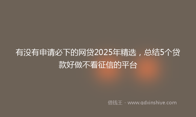 有没有申请必下的网贷2025年精选，总结5个贷款好做不看征信的平台
