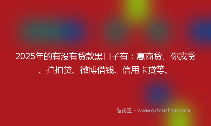 2025年的有没有贷款黑口子有：惠商贷、你我贷、拍拍贷、微博借钱、信用卡贷等。