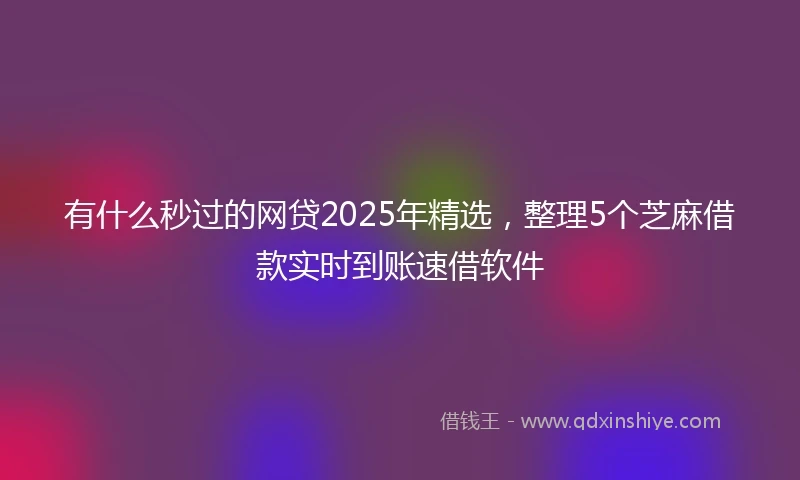 有什么秒过的网贷2025年精选，整理5个芝麻借款实时到账速借软件