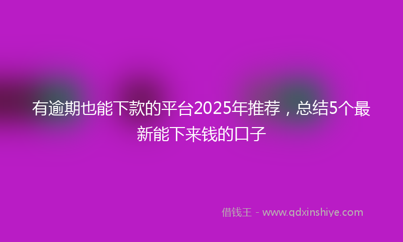 有逾期也能下款的平台2025年推荐，总结5个最新能下来钱的口子