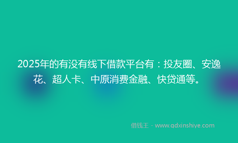 2025年的有没有线下借款平台有：投友圈、安逸花、超人卡、中原消费金融、快贷通等。