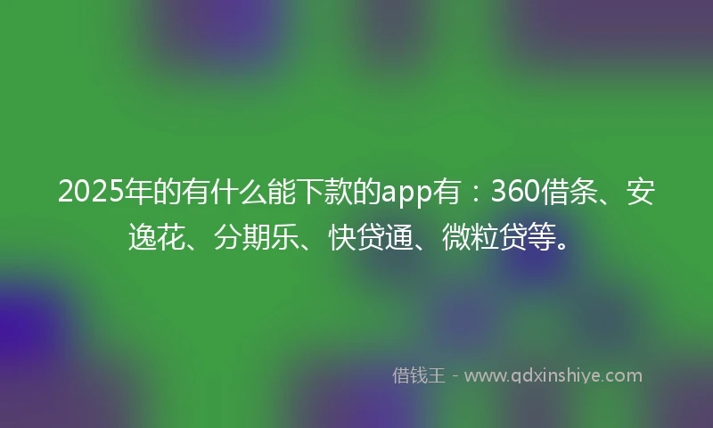 2025年的有什么能下款的app有：360借条、安逸花、分期乐、快贷通、微粒贷等。