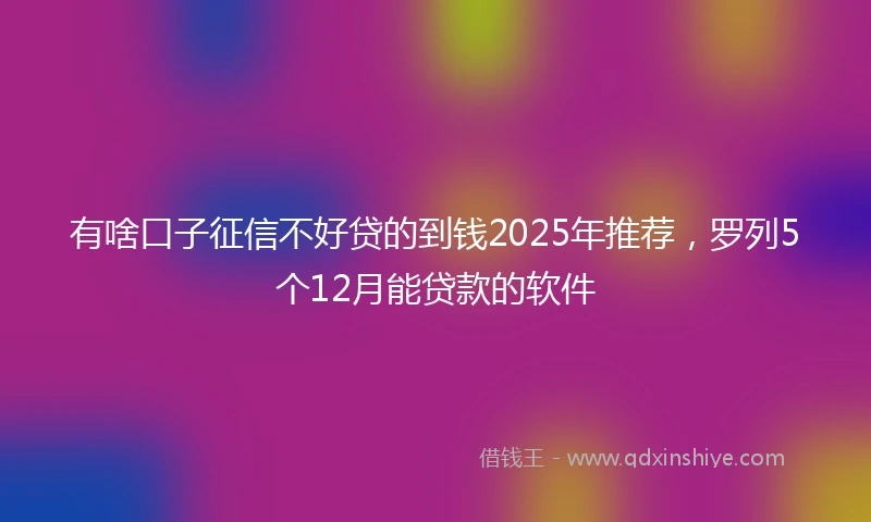 有啥口子征信不好贷的到钱2025年推荐，罗列5个12月能贷款的软件