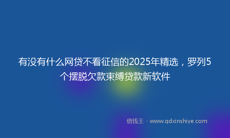 有没有什么网贷不看征信的2025年精选，罗列5个摆脱欠款束缚贷款新软件